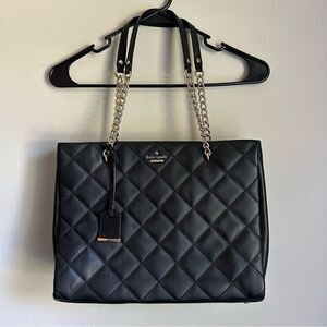 Kate Spade Emerson Place Phoebe Quilted Leather Bag Black and‎ Gold Tote Purse
